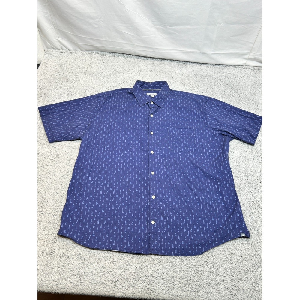 Peter Millar Navy Blue Short Sleeve Button-Down Shirt